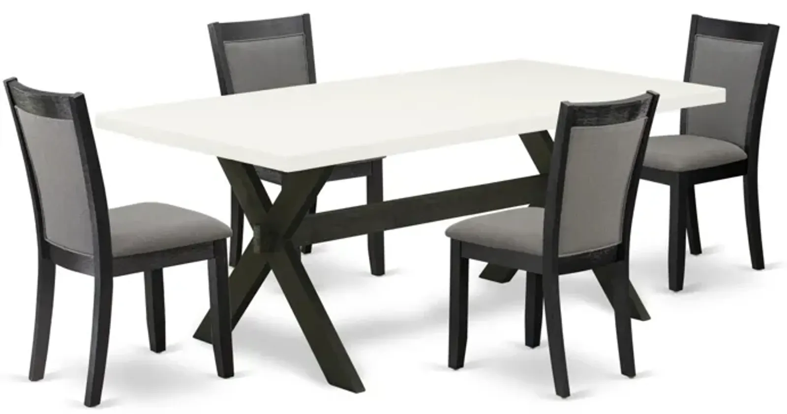 East West Furniture X627MZ650-5 5Pc Dining Set - Rectangular Table and 4 Parson Chairs - Multi-Color Color