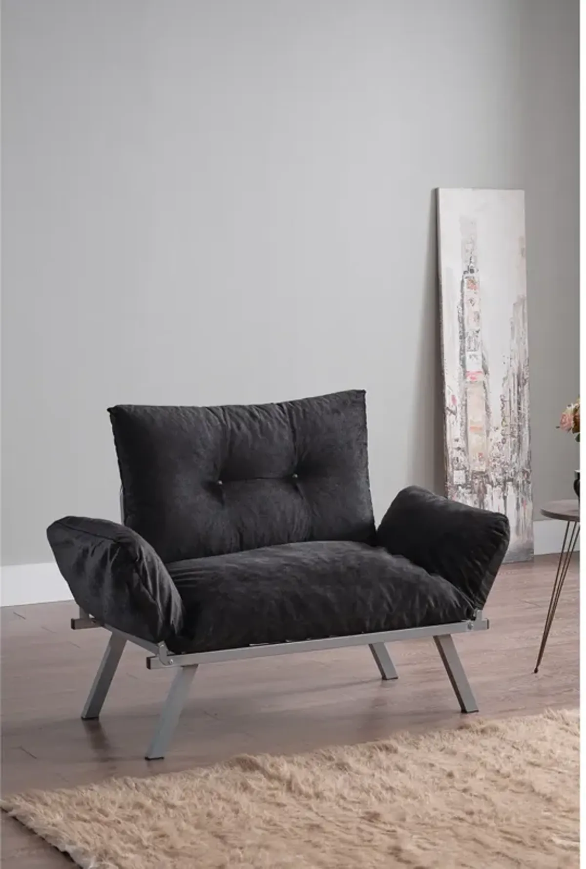 Alora Metal Legs Futon Loveseat