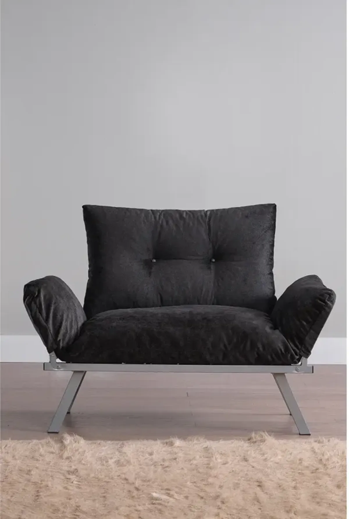 Alora Metal Legs Futon Loveseat