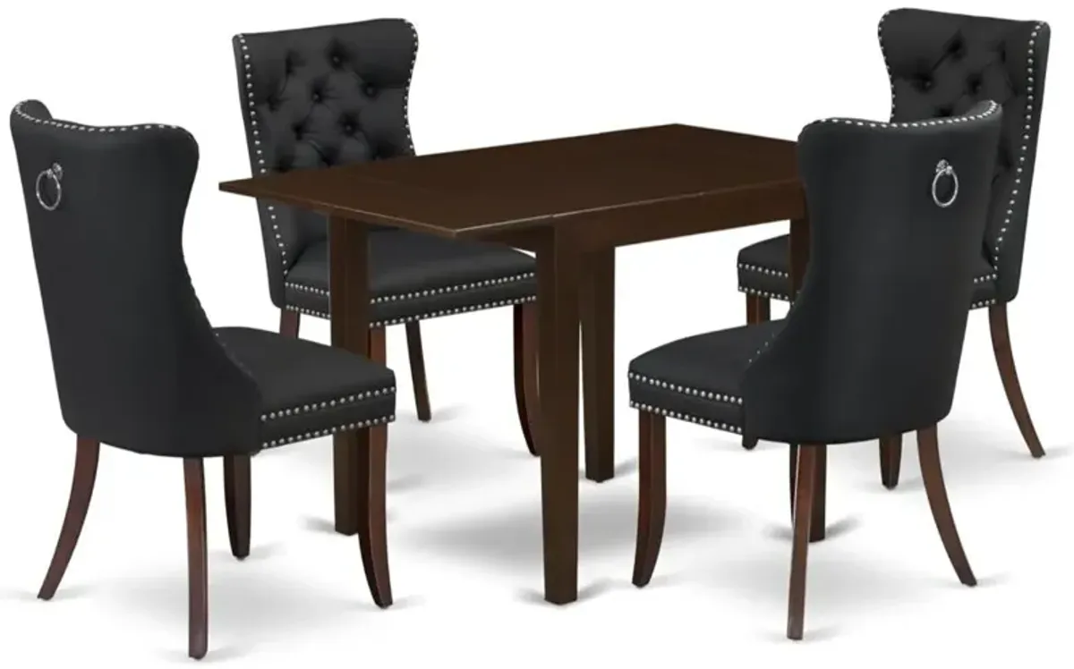 5 Piece Dining Set Consists of a Rectangle Kitchen Table with Dropleaf