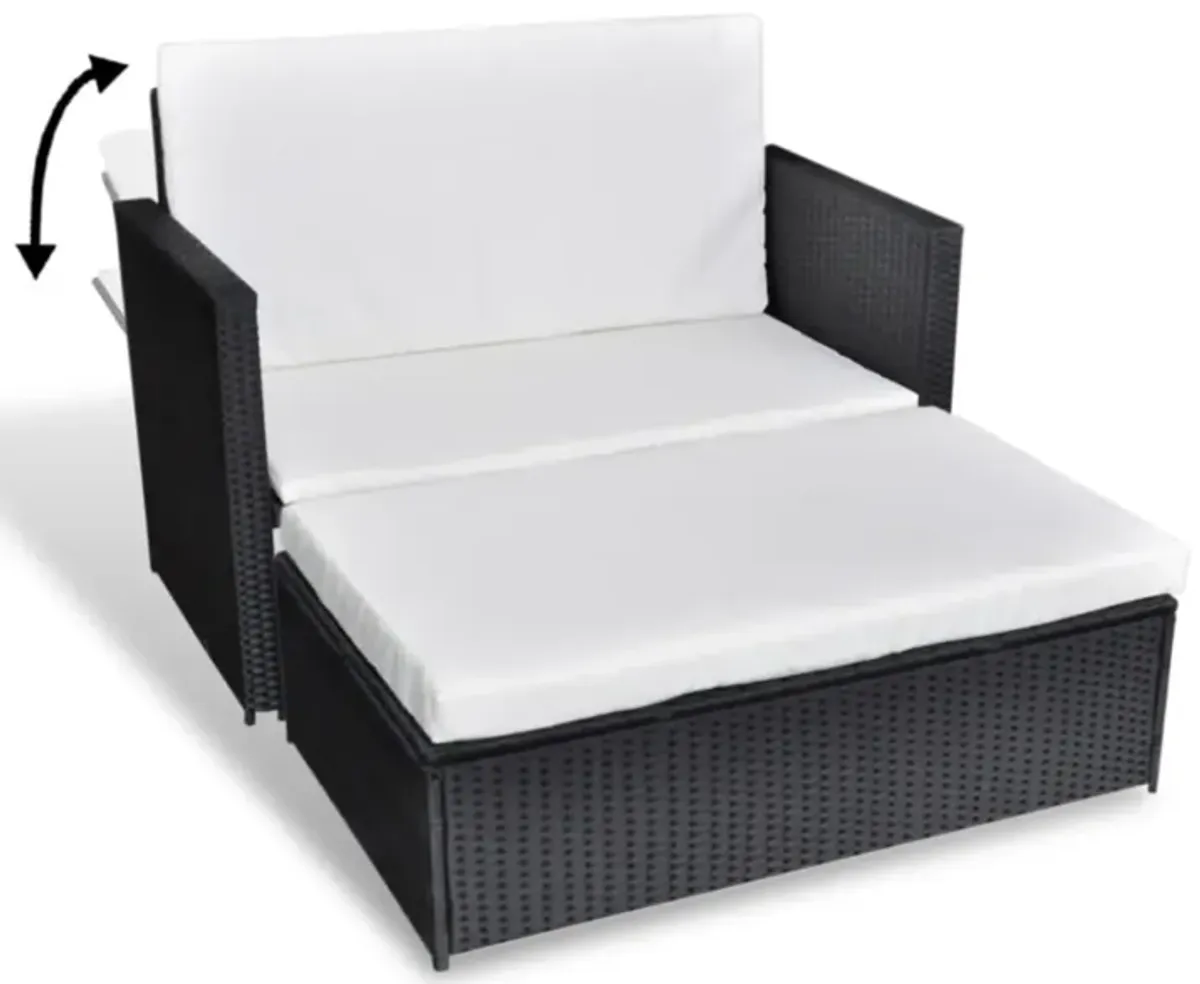 vidaXL 2 Piece Garden Lounge Set with Cushions Poly Rattan Black