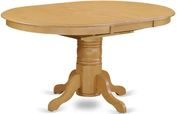 East West Furniture Avon  Single  Pedestal  Oval    Table  With  18  Butterfly  leaf,  Oak  Finish