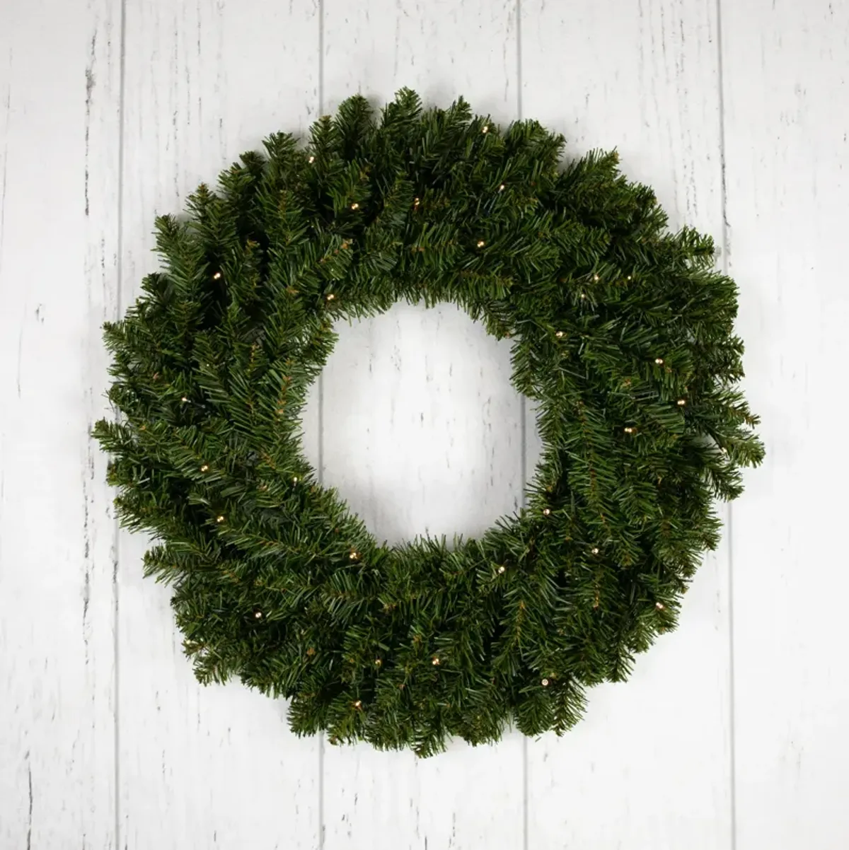 Pre-Lit Canadian Pine Artificial Christmas Wreath  24-Inch  Clear Lights