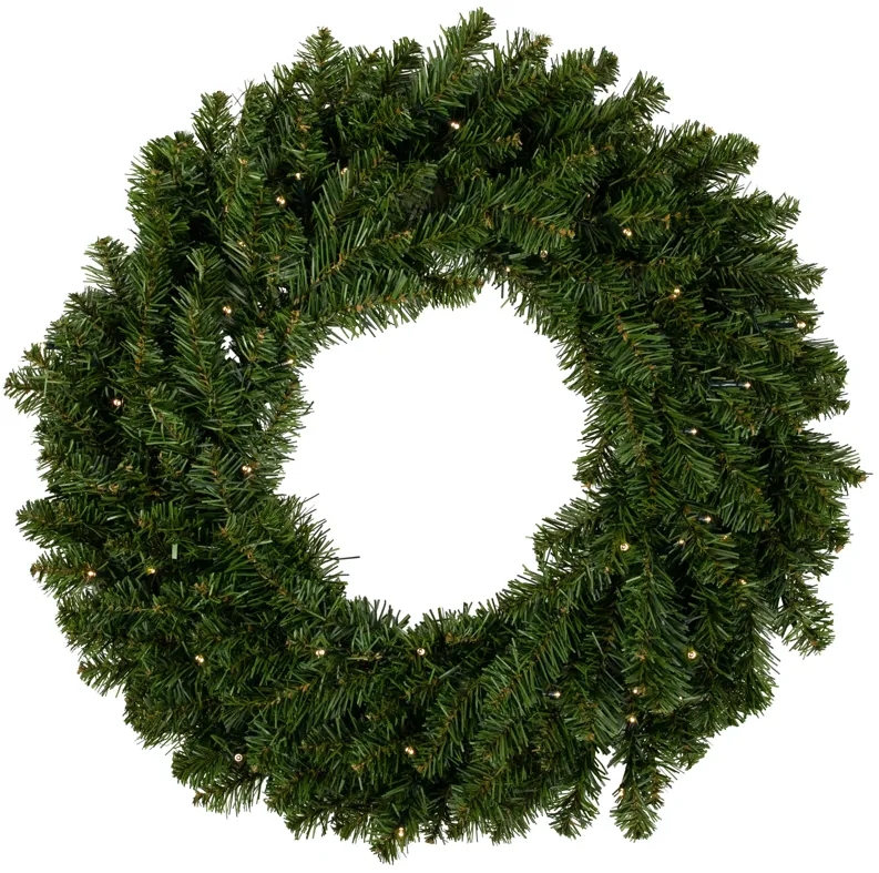 Pre-Lit Canadian Pine Artificial Christmas Wreath  24-Inch  Clear Lights