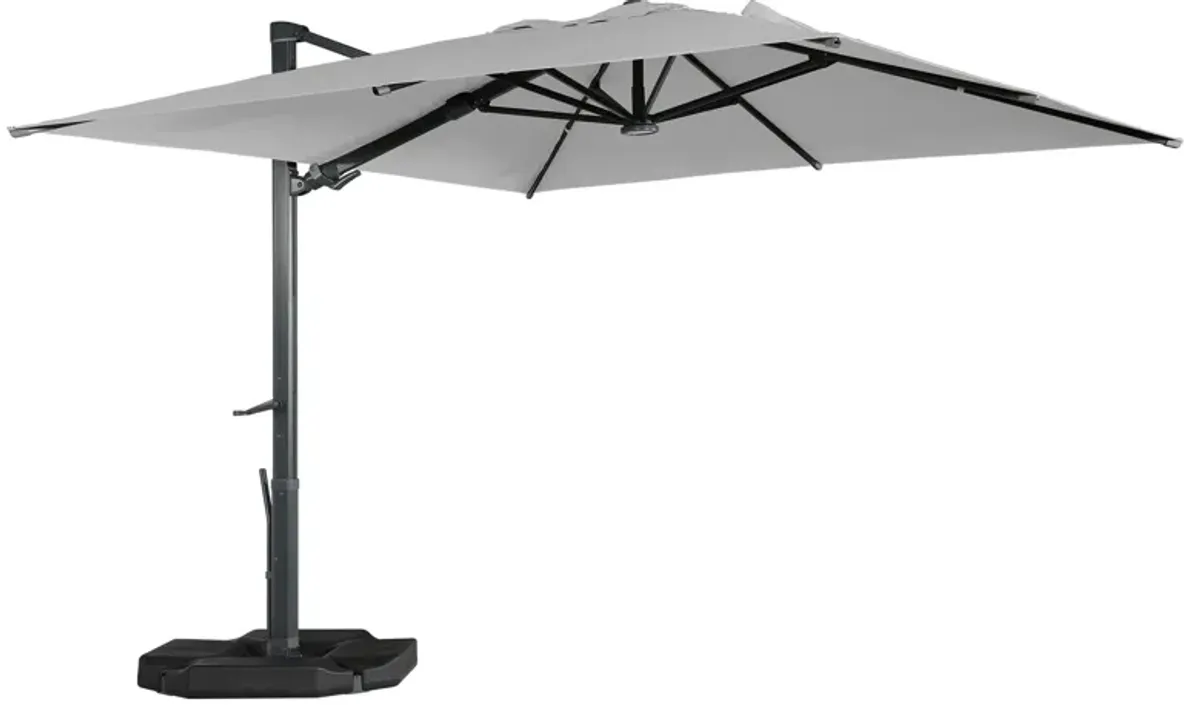 10x13 ft. 360 Rotation Cantilever Umbrella with BaseandLED Light in Gray