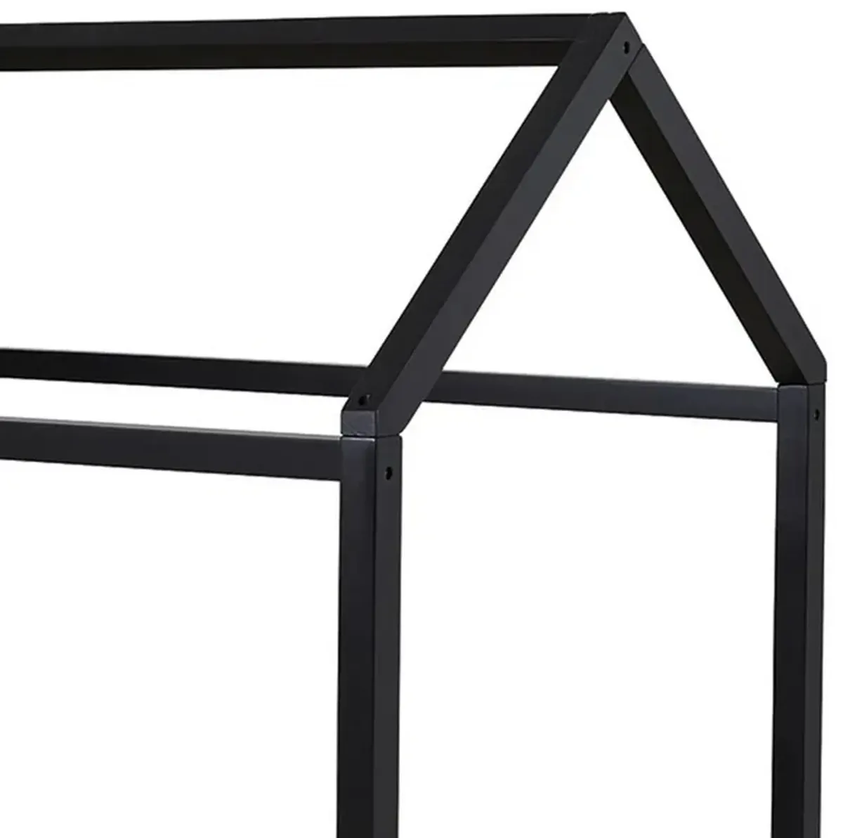 Twin Bed Frame with House Shaped Design, Black-Benzara