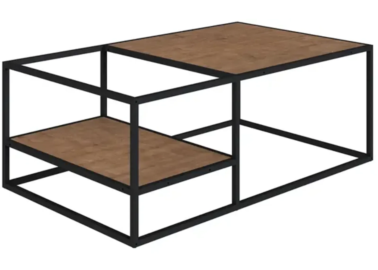 Industrial-style  Coffee Table - Black Steel -Walnut