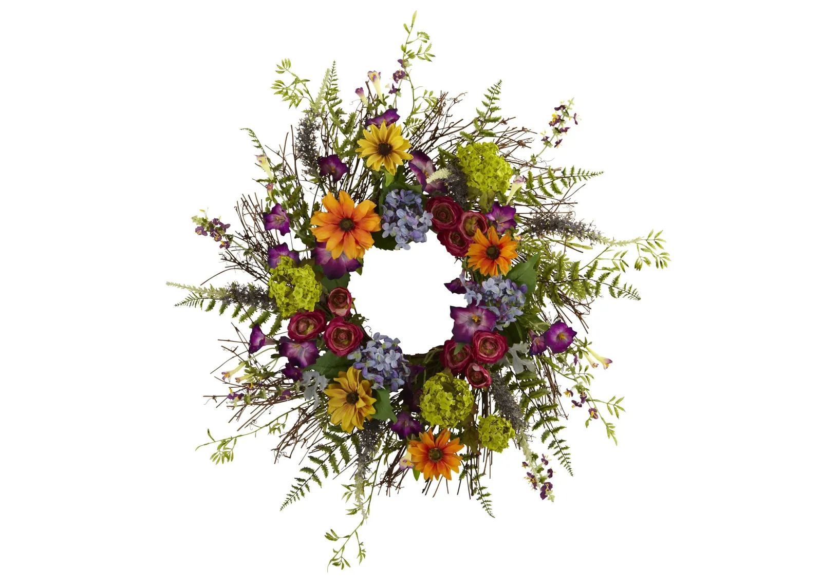 HomPlanti 24" Spring Garden Wreath w/Twig Base