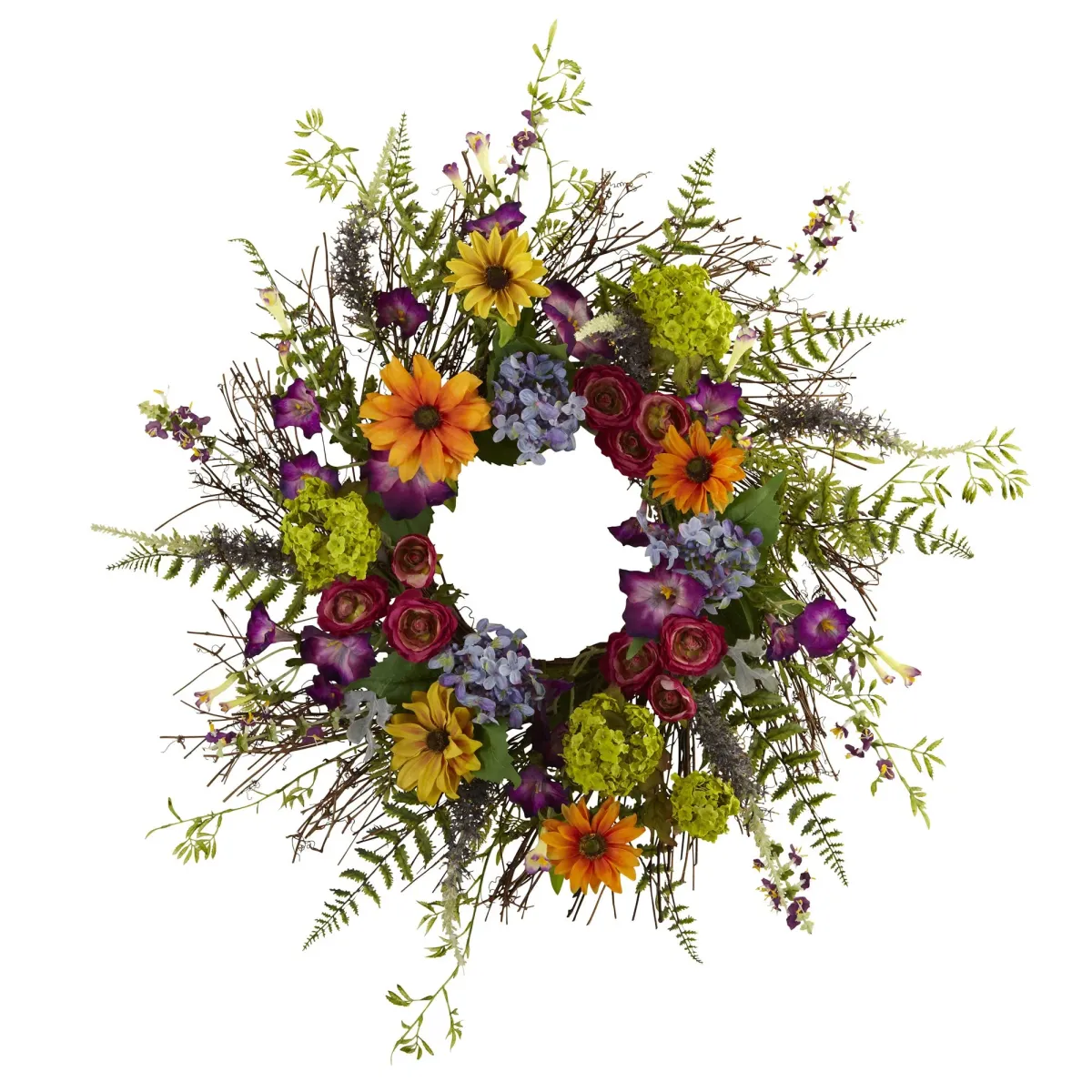 HomPlanti 24" Spring Garden Wreath w/Twig Base