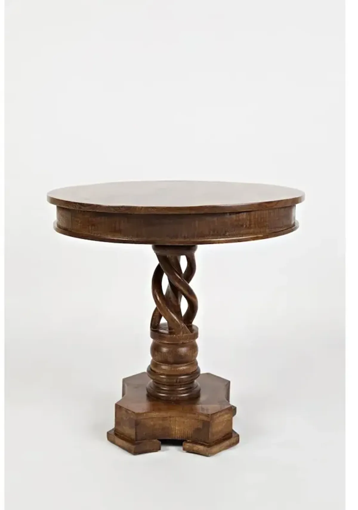 Jofran Global Archive Hand Carved Solid Mango Wood Pedestal Table