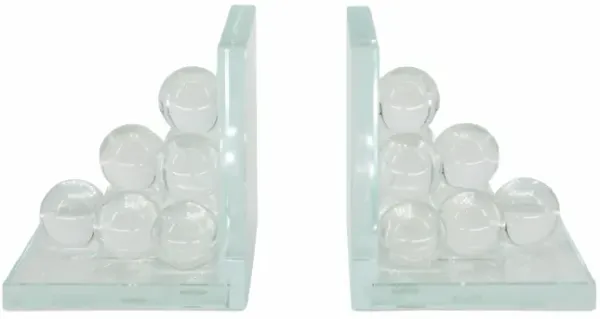 Clear Orb Glass Bookends