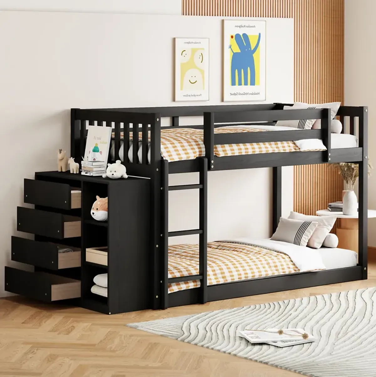 Merax Modern Bunk Bed with 4 Drawers