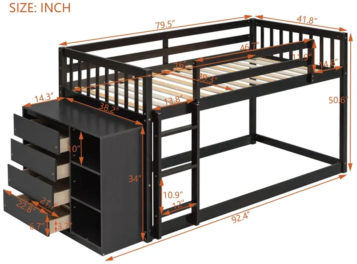 Merax Modern Bunk Bed with 4 Drawers