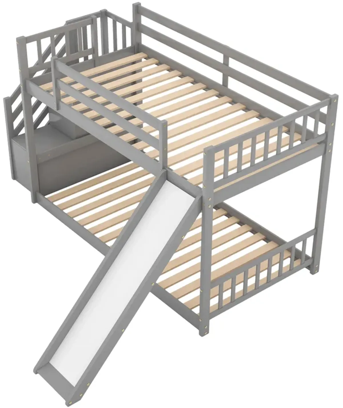 Merax Twin over Twin Bunk Bed with Convertible Slide and Stairway