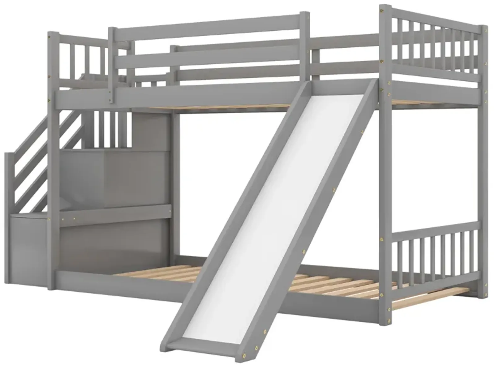 Merax Twin over Twin Bunk Bed with Convertible Slide and Stairway