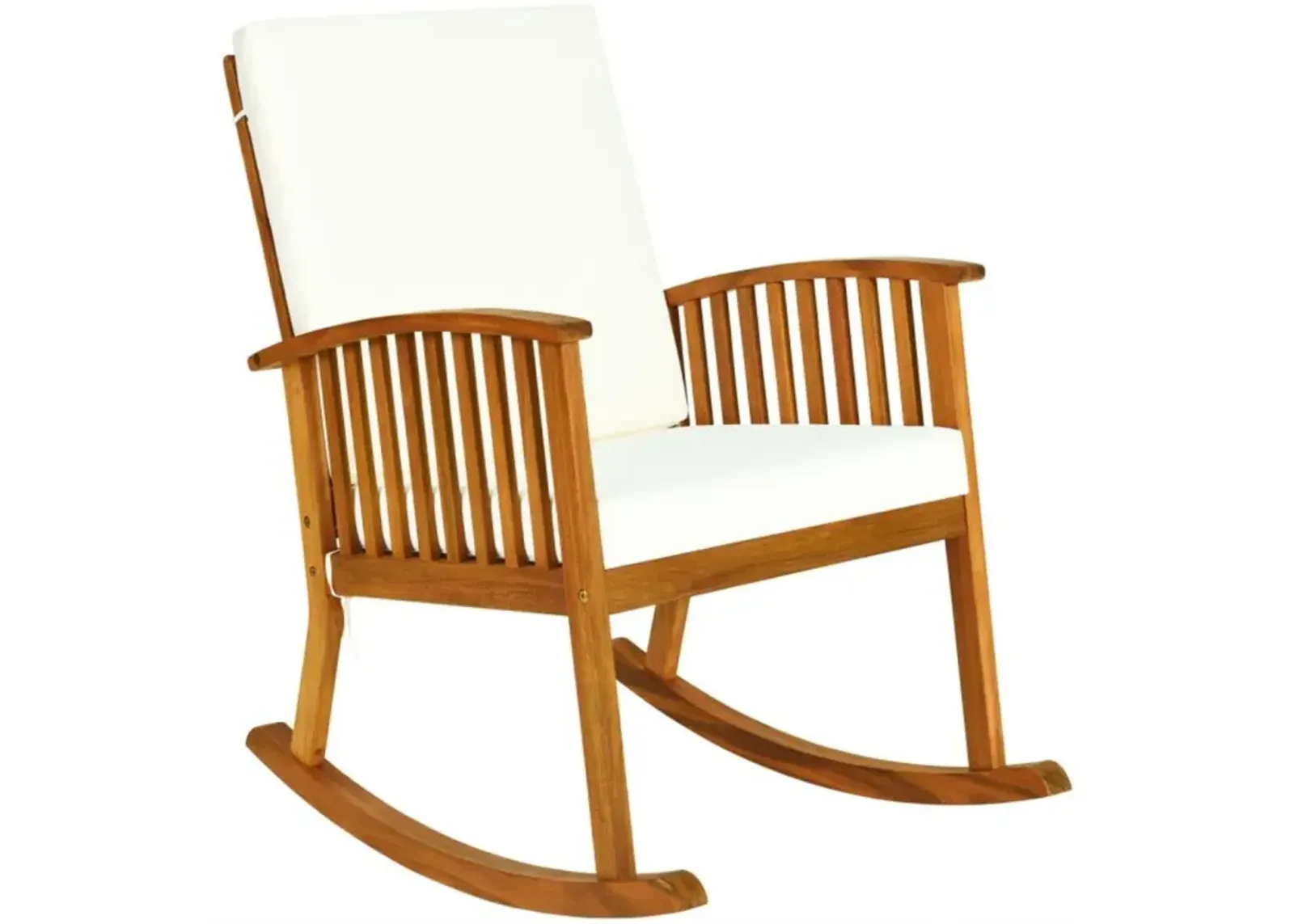 Hivvago Outdoor Acacia Wood Rocking Chair with Detachable Washable Cushions