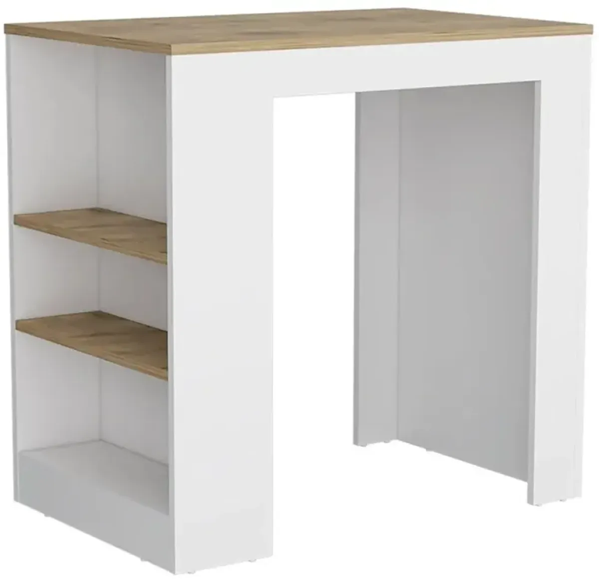 Highlands Kitchen Island With Storage Base In White And Macadamia