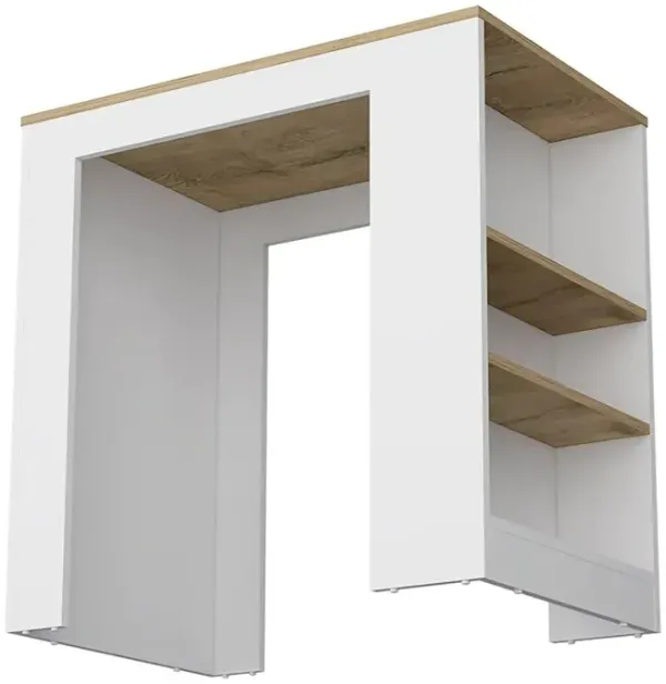 Streamdale Highlands Kitchen Island With Storage Base In White And Macadamia