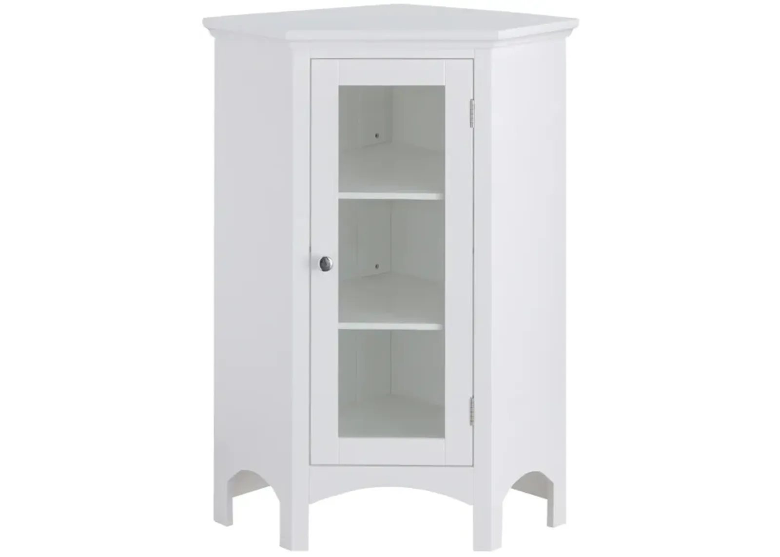 Teamson Home Madison Wooden Corner Floor Cabinet with Glass Door, White