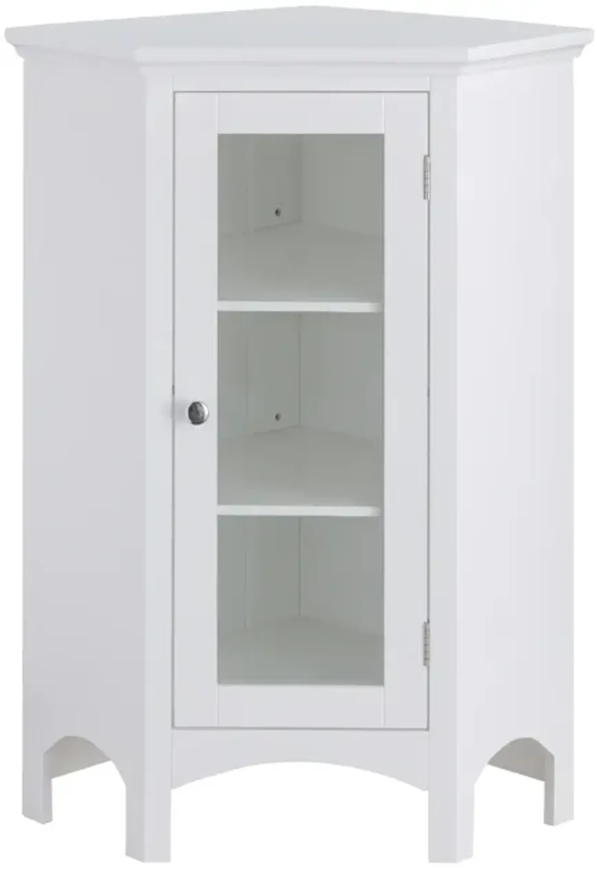 Teamson Home Madison Wooden Corner Floor Cabinet with Glass Door, White