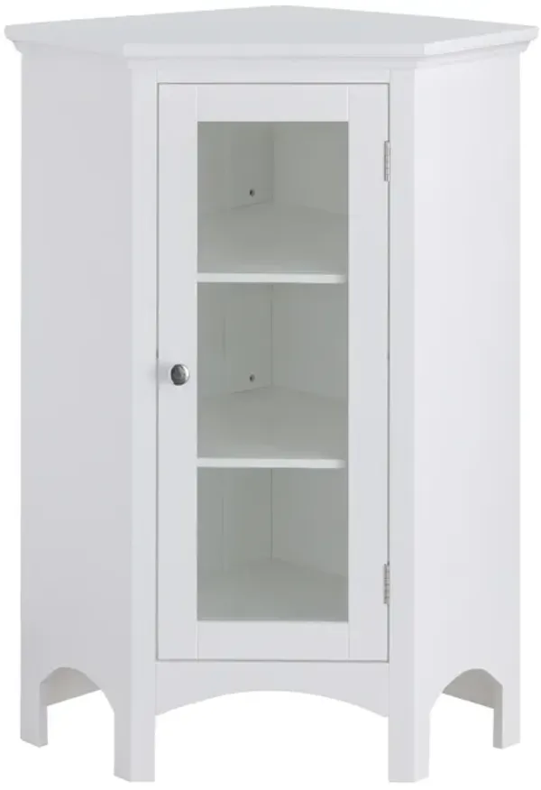 Teamson Home Madison Wooden Corner Floor Cabinet with Glass Door, White