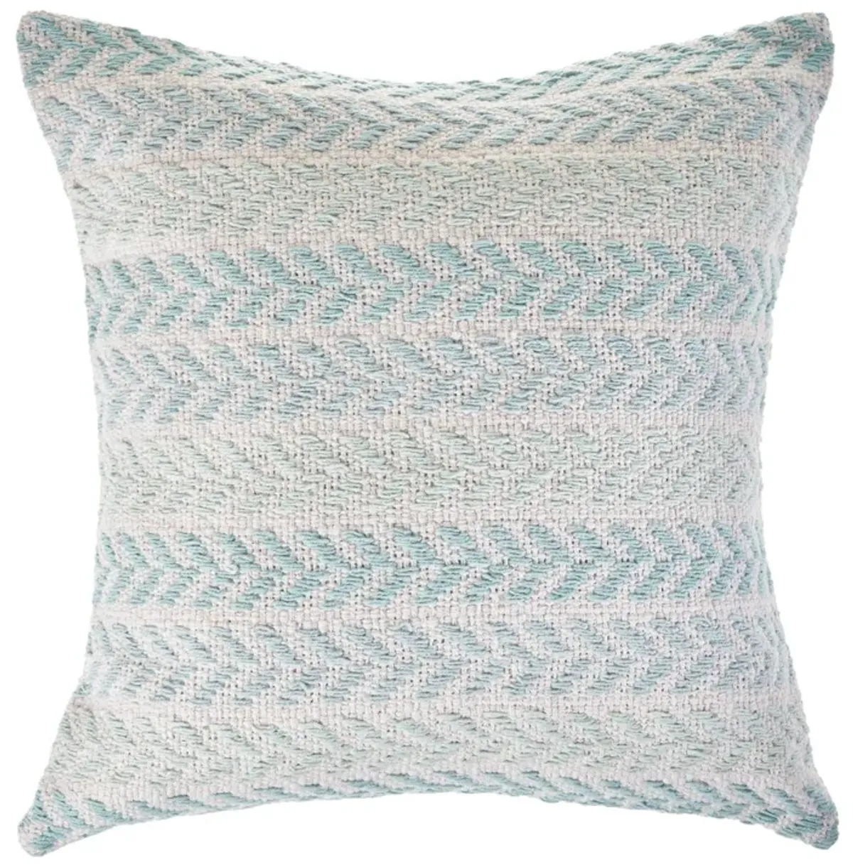 18" Blue and White Striped Arrow Pattern Square Throw Pillow
