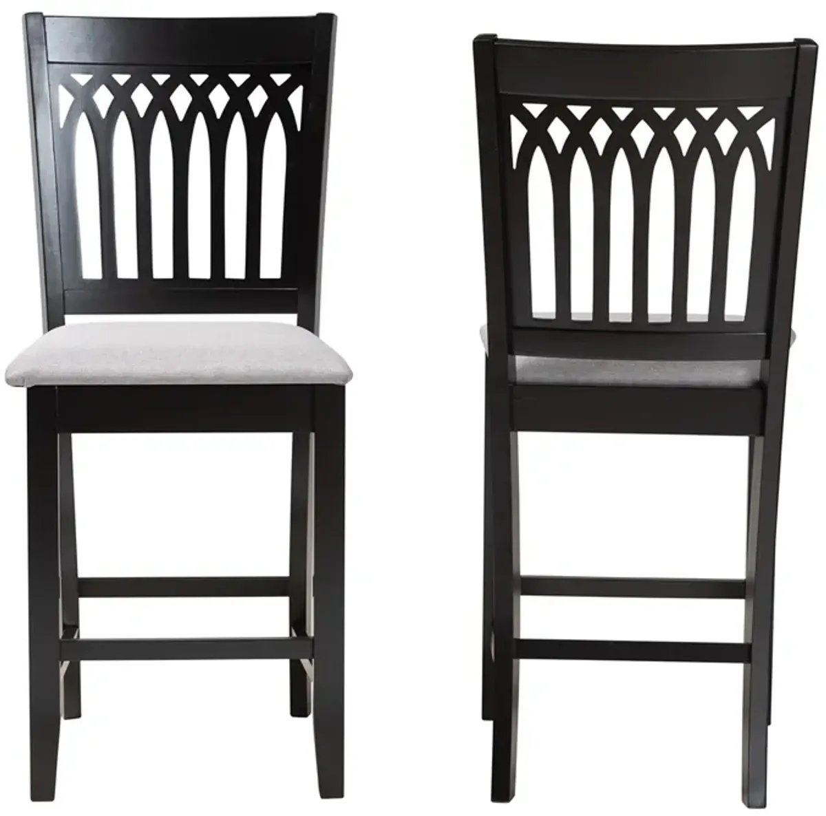 Baxton Studio Genesis Grey Fabric Wood 2-Piece Counter Stool Set