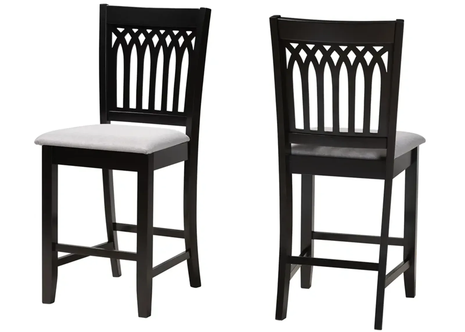 Baxton Studio Genesis Grey Fabric Wood 2-Piece Counter Stool Set