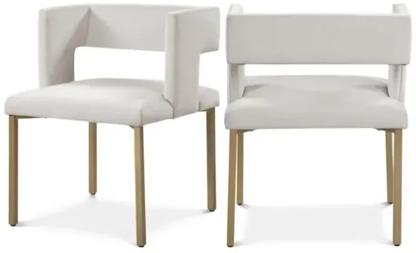 Meridian Furniture Caleb Cream Velvet Dining Chair, Set of 2