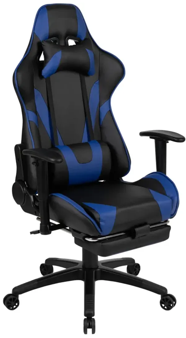 X30 Gaming Chair Racing Office Ergonomic Computer Chair with Reclining Back and Slide-Out Footrest in   LeatherSoft