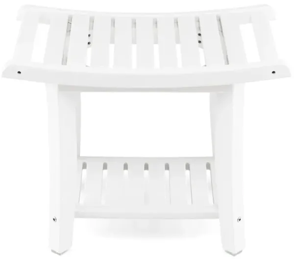 Waterproof Bath Stool with Curved Seat and Storage Shelf