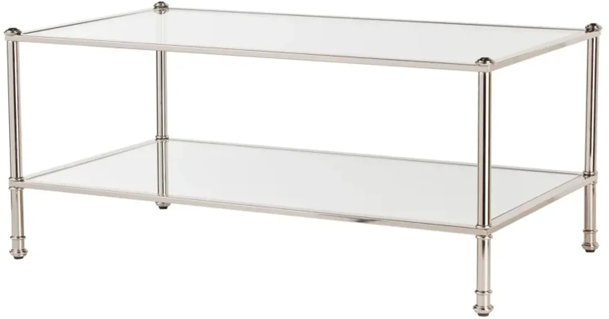 Hivvago 43" Silver Mirrored And Metal Rectangular Mirrored Coffee Table