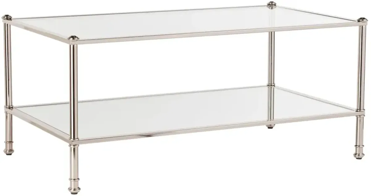 Hivvago 43" Silver Mirrored And Metal Rectangular Mirrored Coffee Table