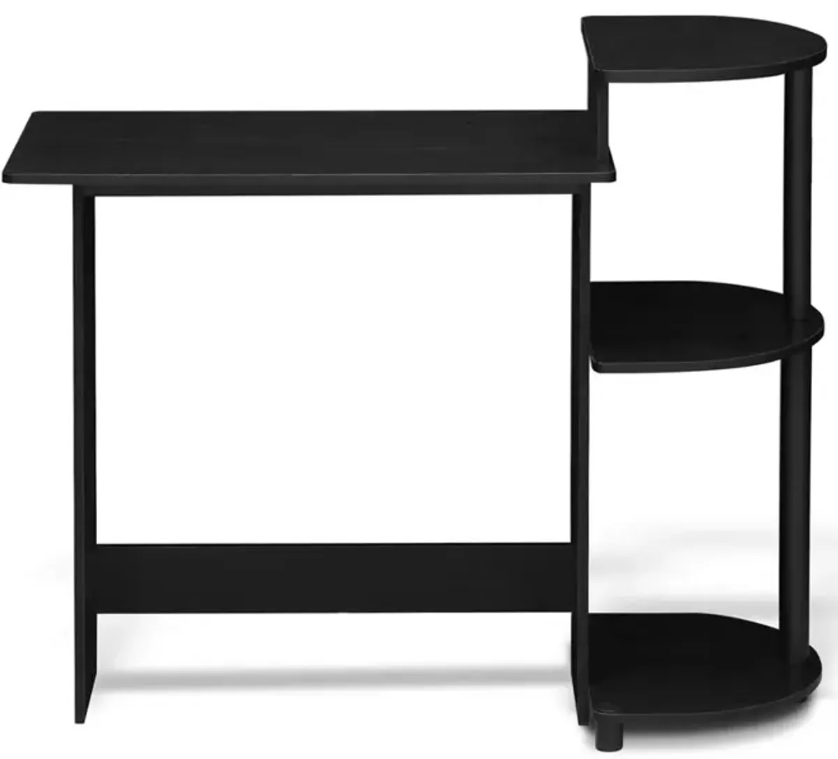 Compact Computer Desk with Shelves, Americano/Black