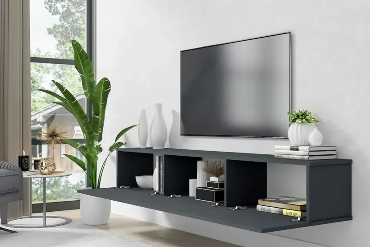 Ozge Floating 3 -Cabinet Tv Stand Sapphire