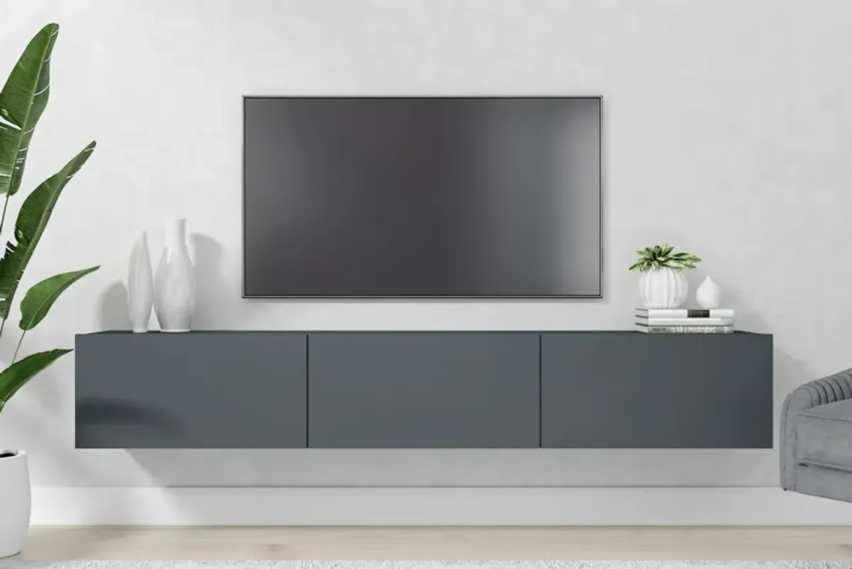 Ozge Floating 3 -Cabinet Tv Stand Sapphire