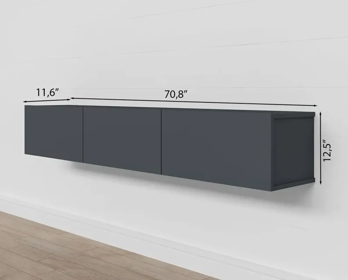 Ozge Floating 3 -Cabinet Tv Stand Sapphire