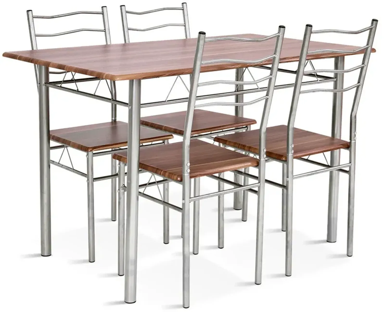 5 Pieces Wood Metal Dining Table Set with 4 Chairs