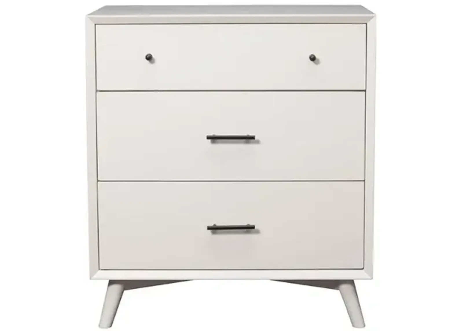 Flynn Mid Century Modern 3 Drawer Small Chest, White