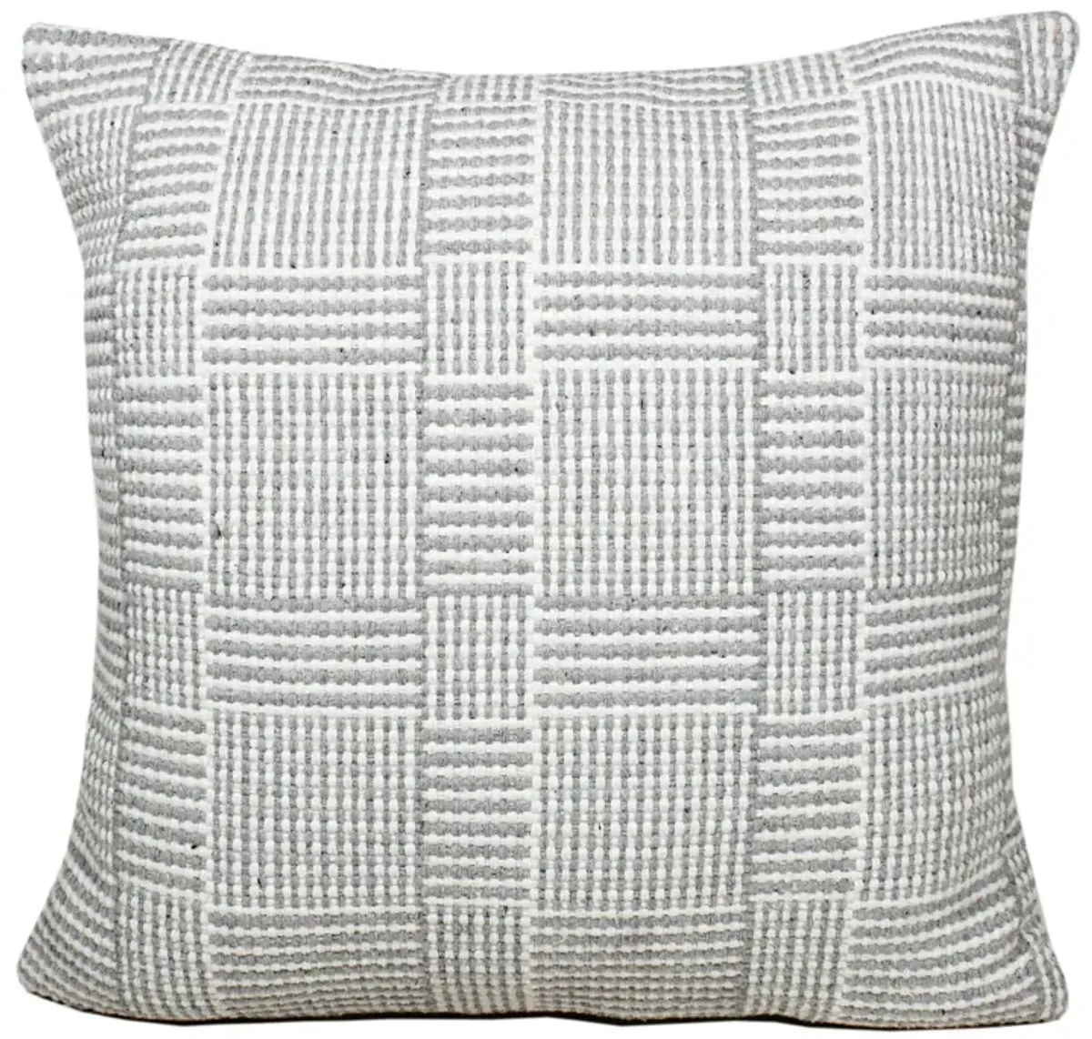 20" Gray and White Basket Weave Pattern Square Throw Pillow