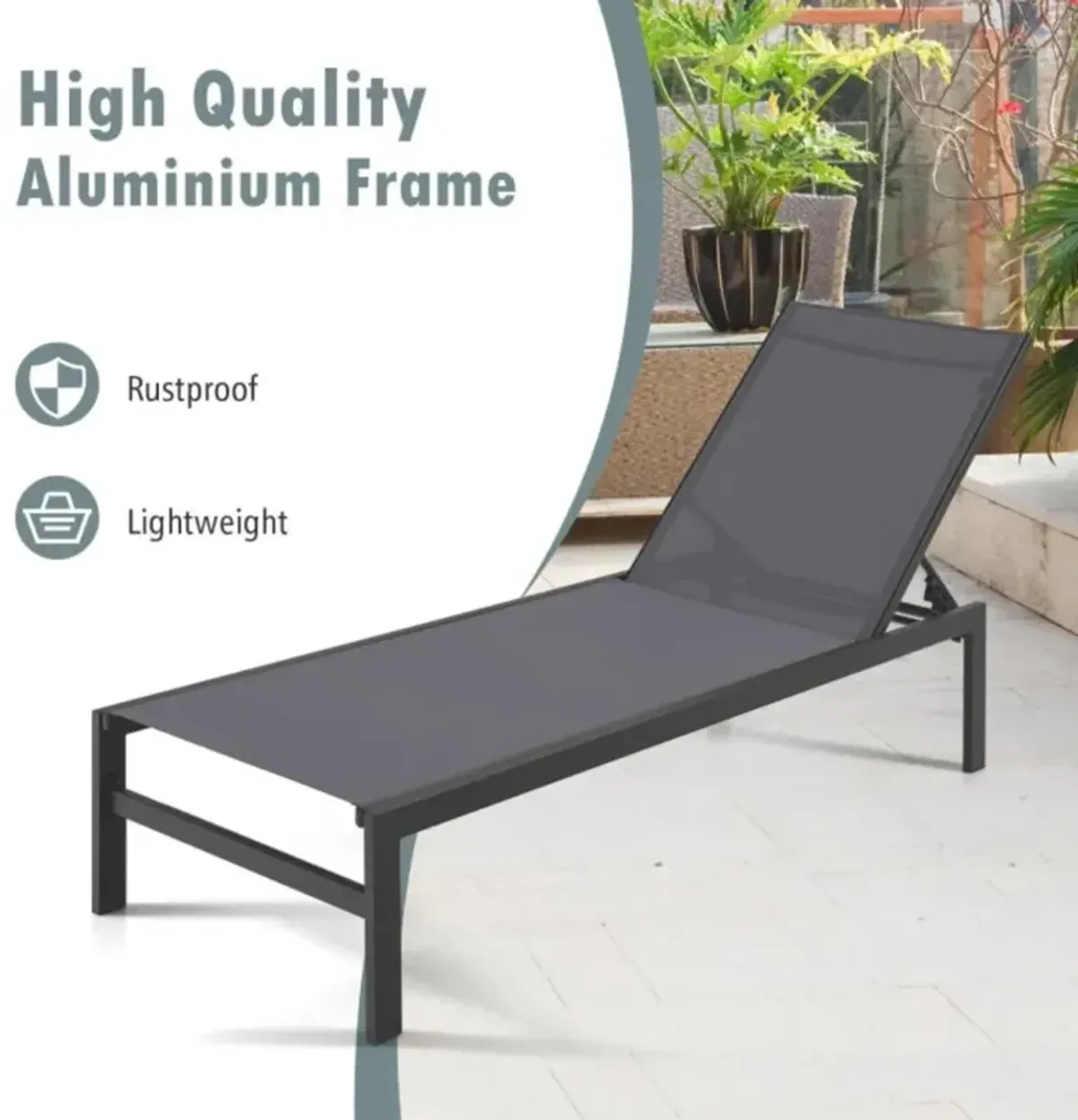 Hivvago 6-Position Chaise Lounge Chairs with Rustproof Aluminium Frame