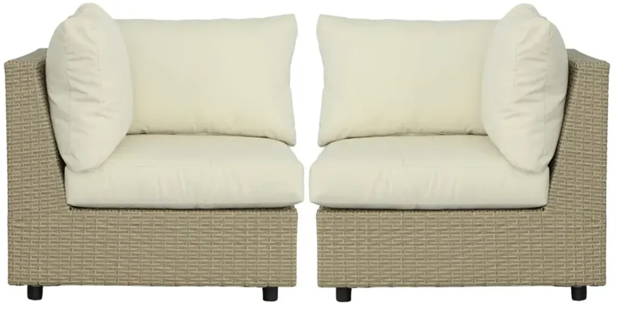 2pc Resin Wicker Outdoor Corner Chairs - 35"