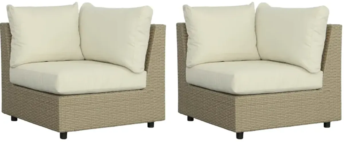 2pc Resin Wicker Outdoor Corner Chairs - 35"