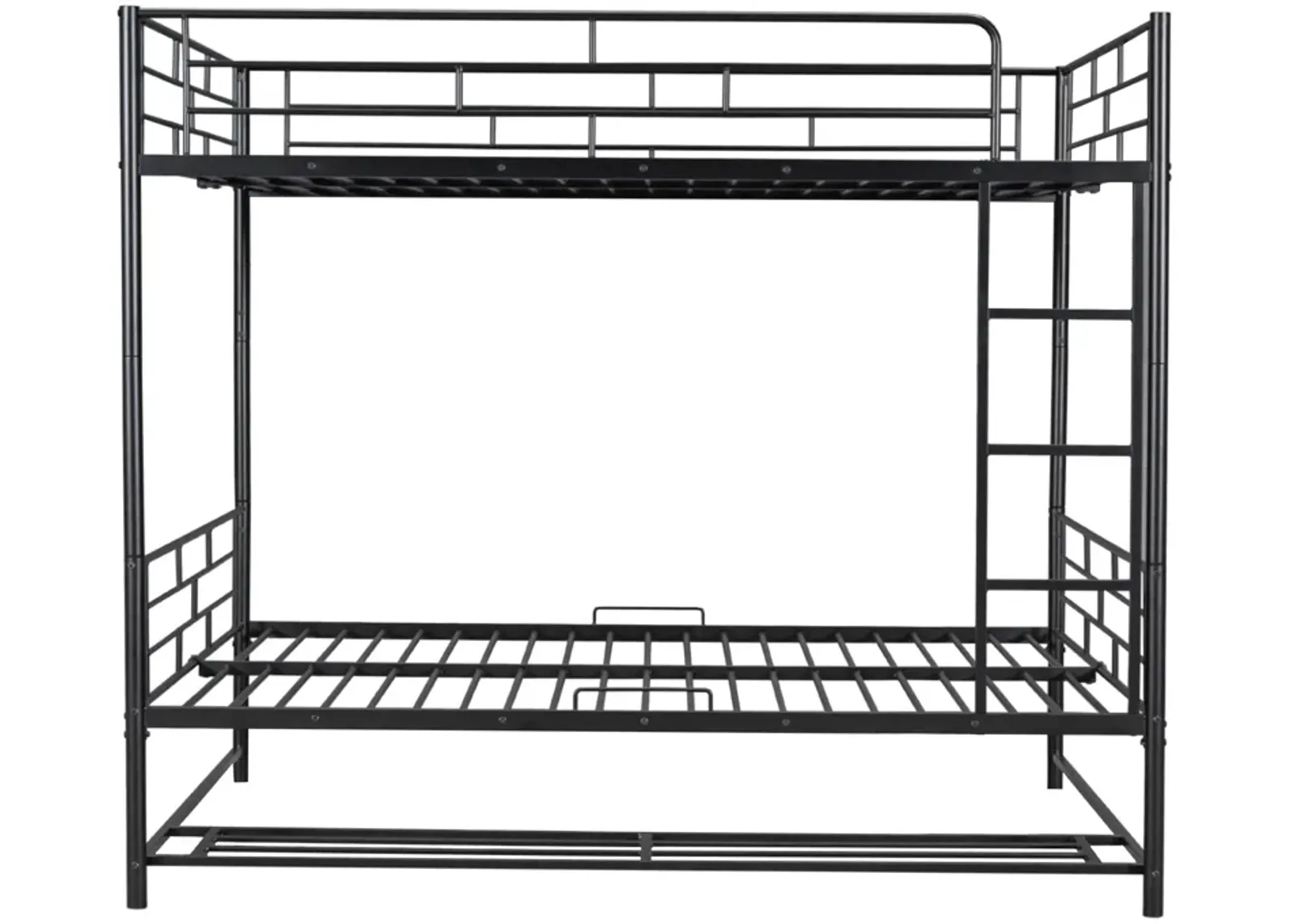 Full Over Full Metal Bunk Bed With Shelf And Guardrails