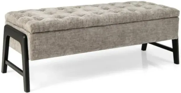 Hivvago Modern Chenille Storage Bench with Solid Rubber Wood Legs