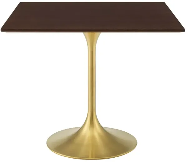 Modway - Lippa 36" Square Wood Dining Table Gold Cherry Walnut