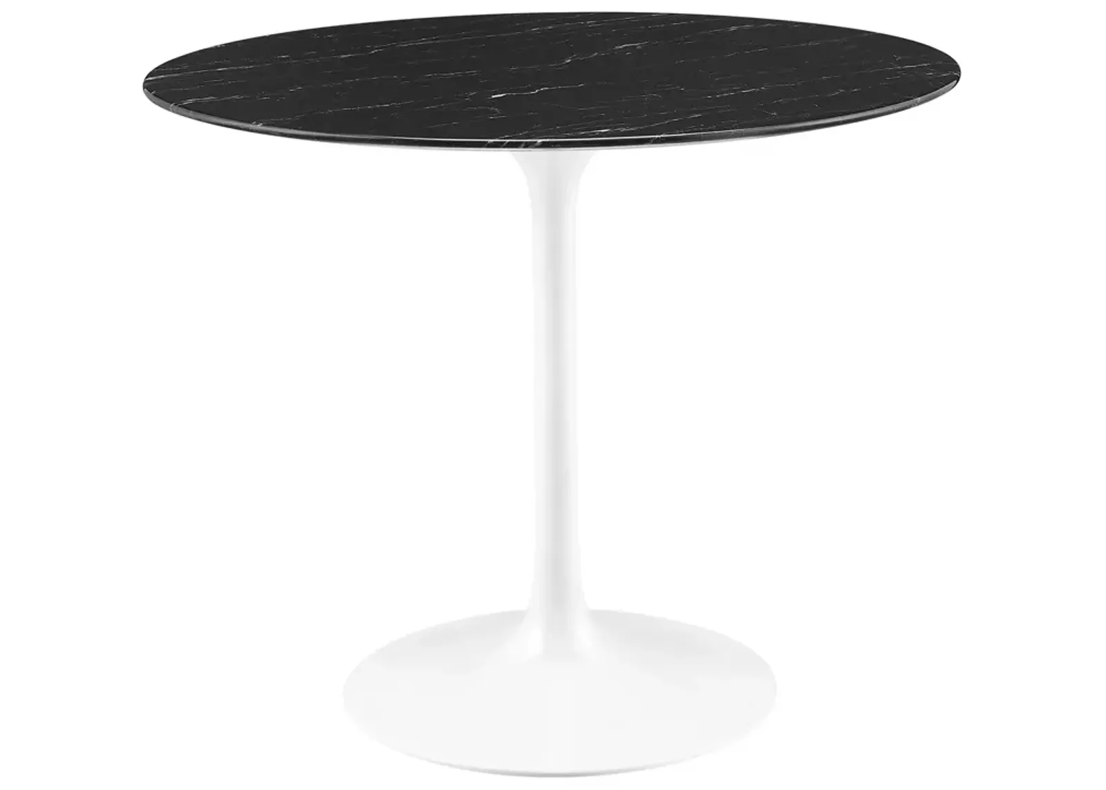 Modway - Lippa 36" Round Artificial Marble Dining Table White Black