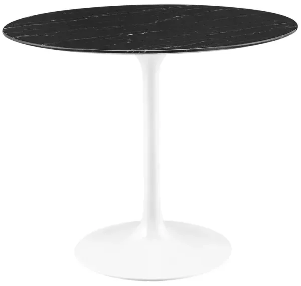 Modway - Lippa 36" Round Artificial Marble Dining Table White Black