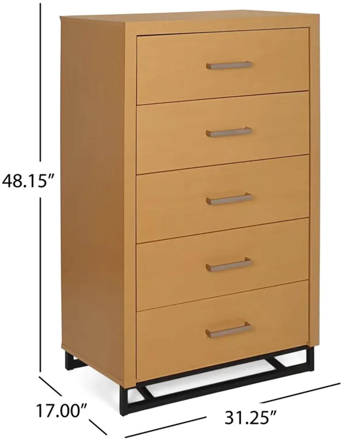 5-Drawer Minimalist Dresser with Display Top and Iron Base