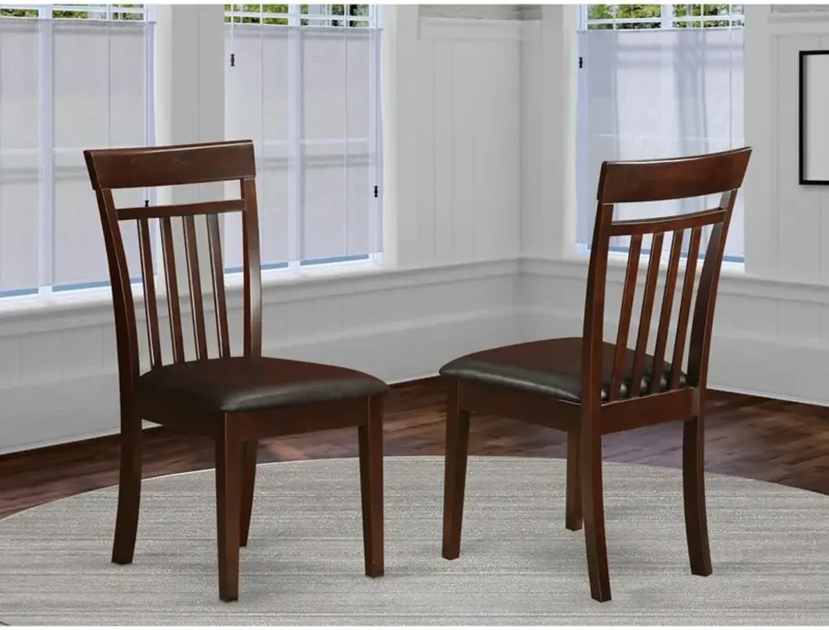 East West Furniture Capri  slat  back    Chair  for  dining  room  with  Leather  Upholstered  Seat  ,  Set  of  2